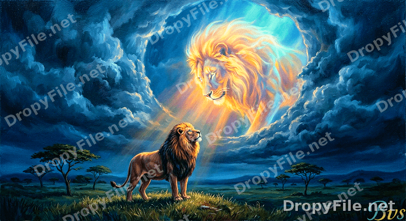 Ilustración León Espiritual – Sabiduría y Luz – Firma Bvs — Fotografía
